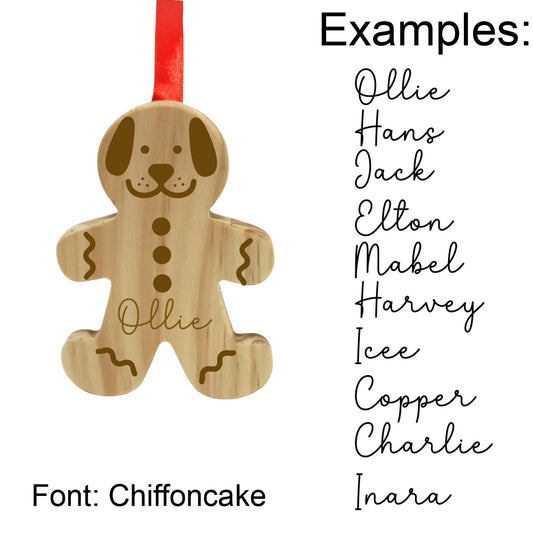 Gingerbread Dog Wood Ornament with Personalization Options