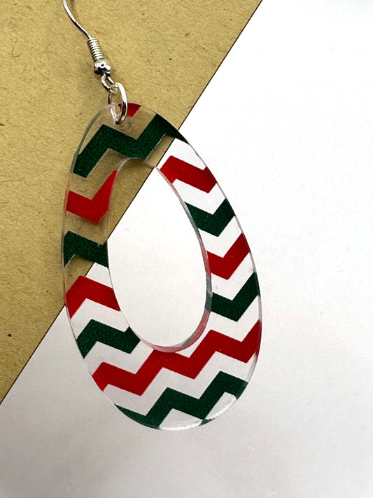 Red & Green Zig zag acrylic earrings