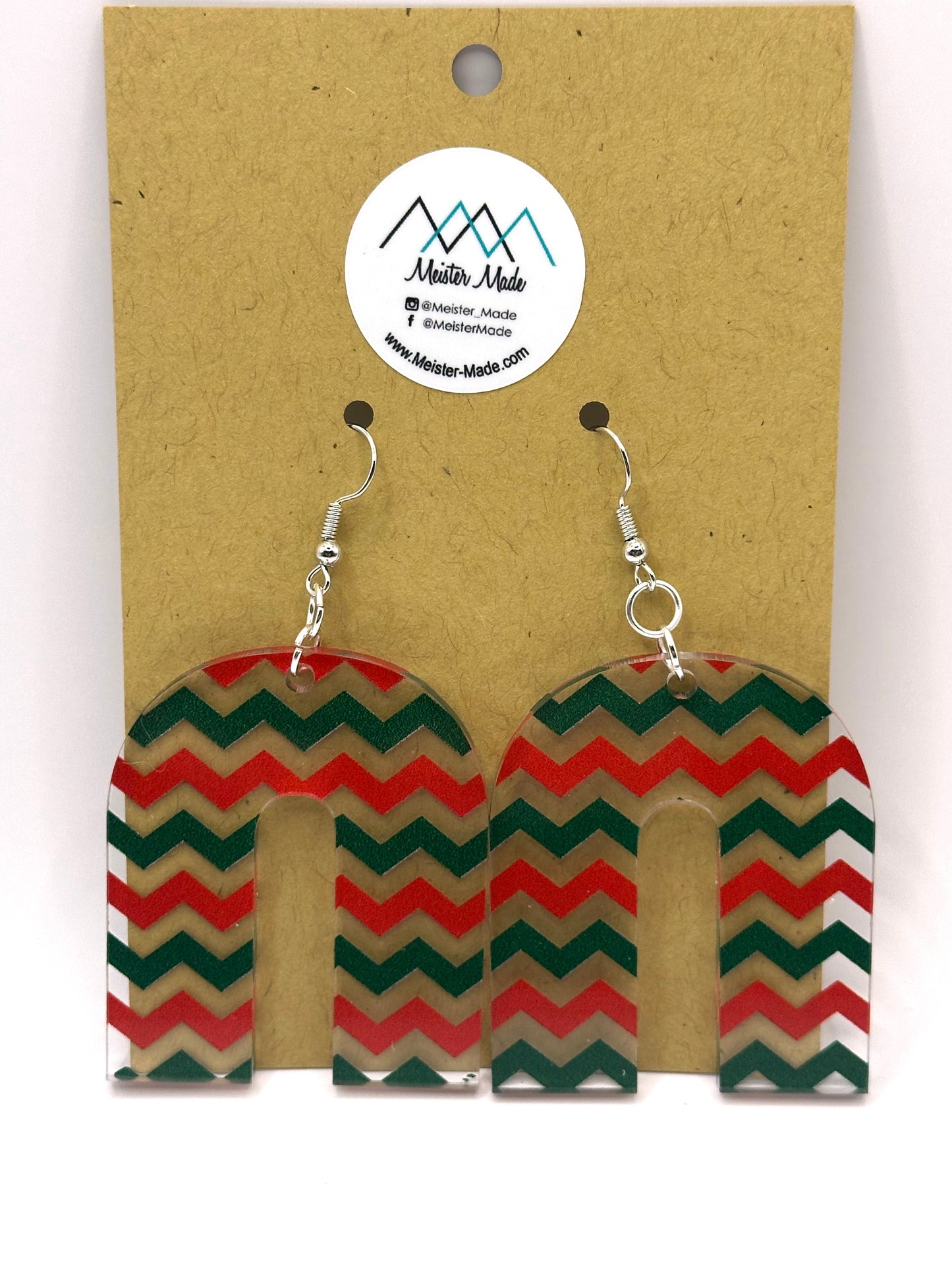 Red & Green Zig zag acrylic earrings