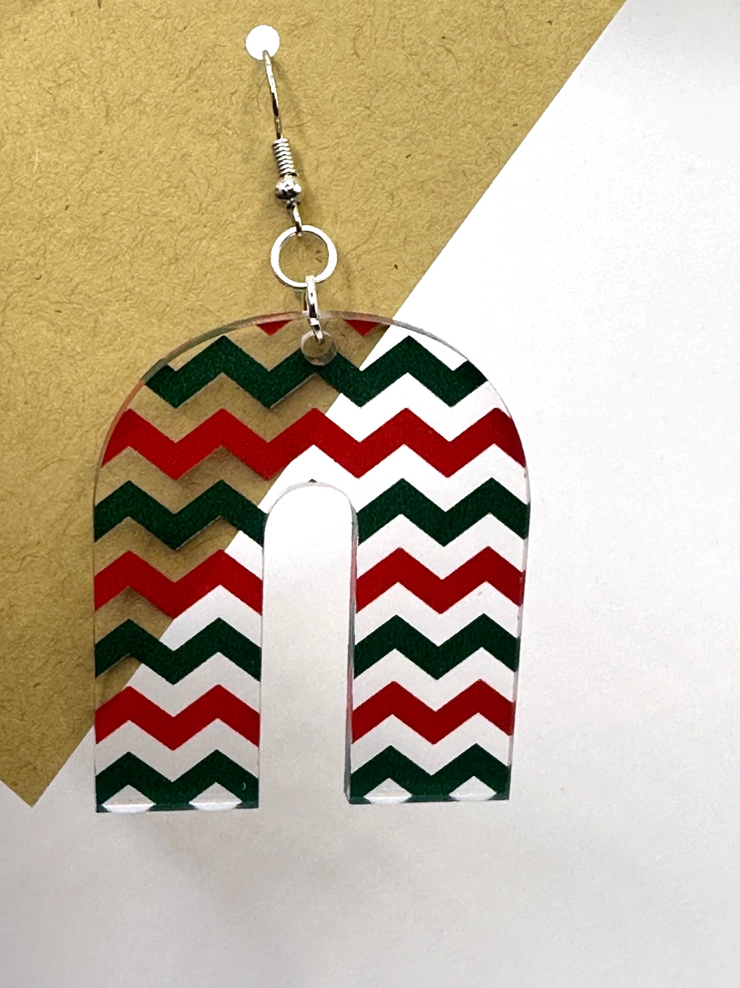 Red & Green Zig zag acrylic earrings