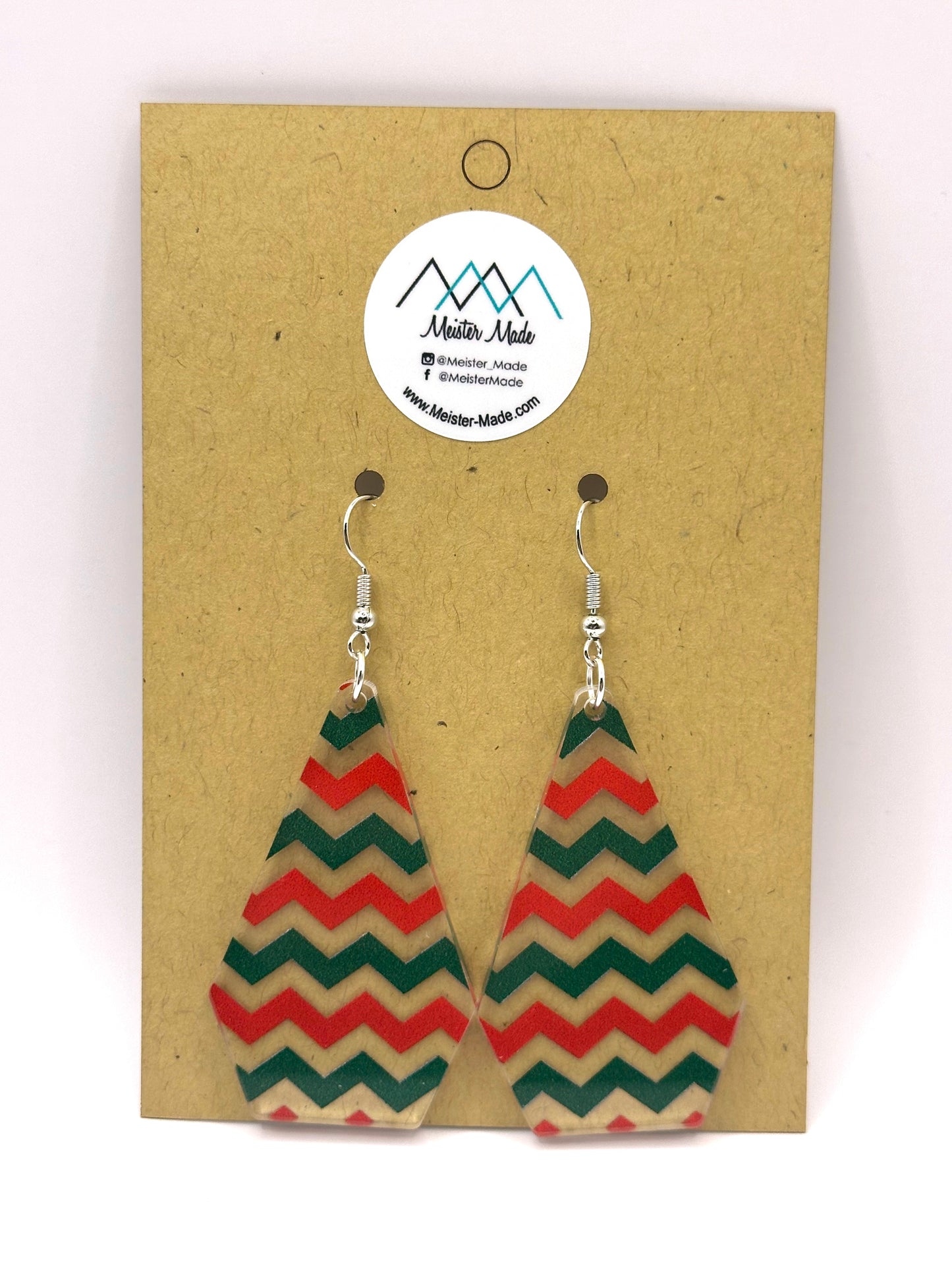 Red & Green Zig zag acrylic earrings