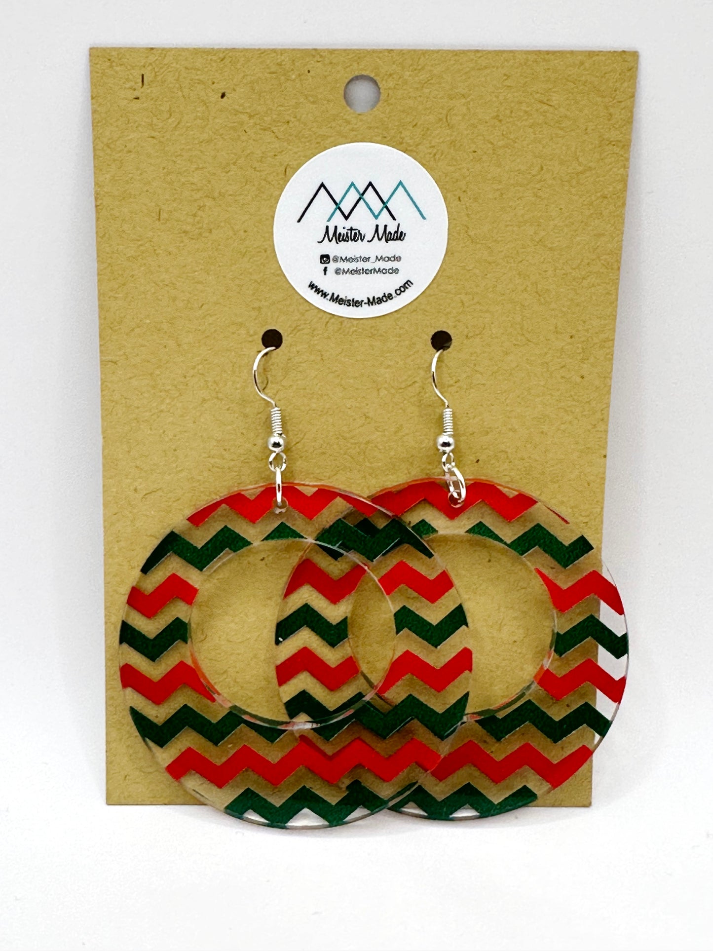 Red & Green Zig zag acrylic earrings