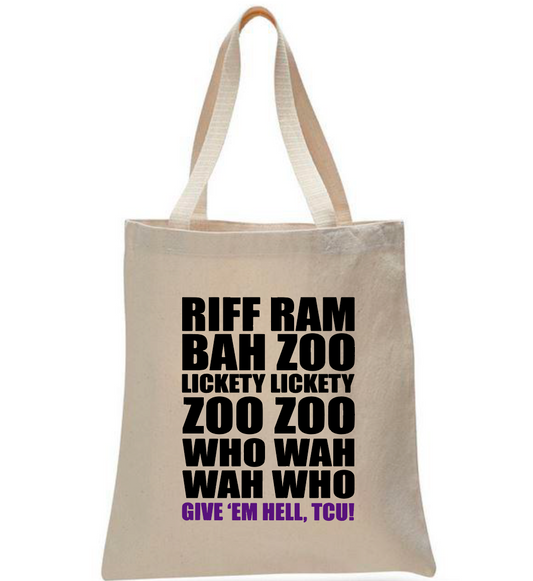 Riff Ram Bah Zoo Tote Bag - TCU Officially Licesnesd Product