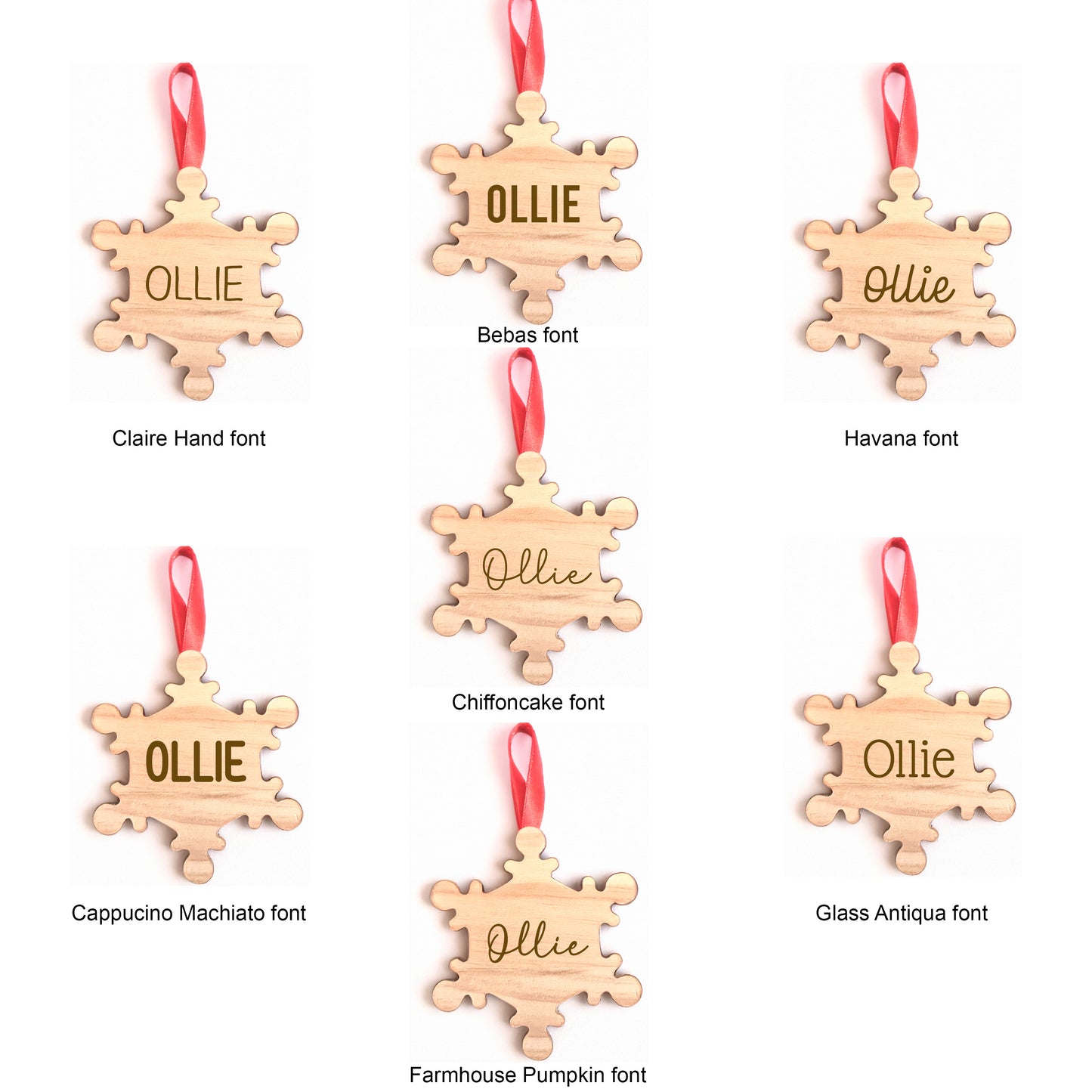 Wood Ornament (Pick a Shape) with Personalized Name