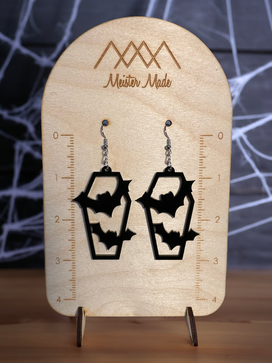 Bat Coffin Dangle Earrings