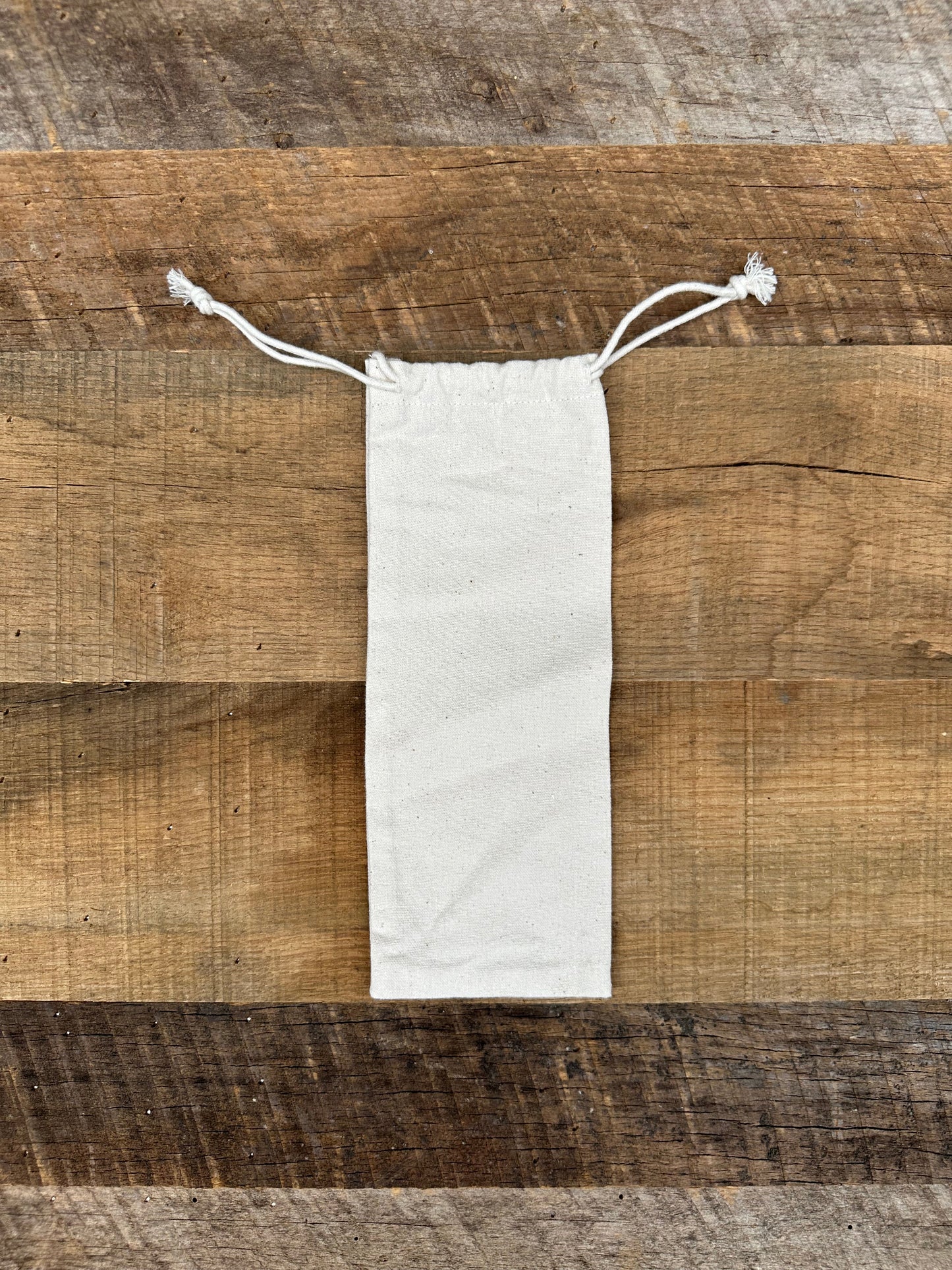 Long skinny drawstring canvas bag