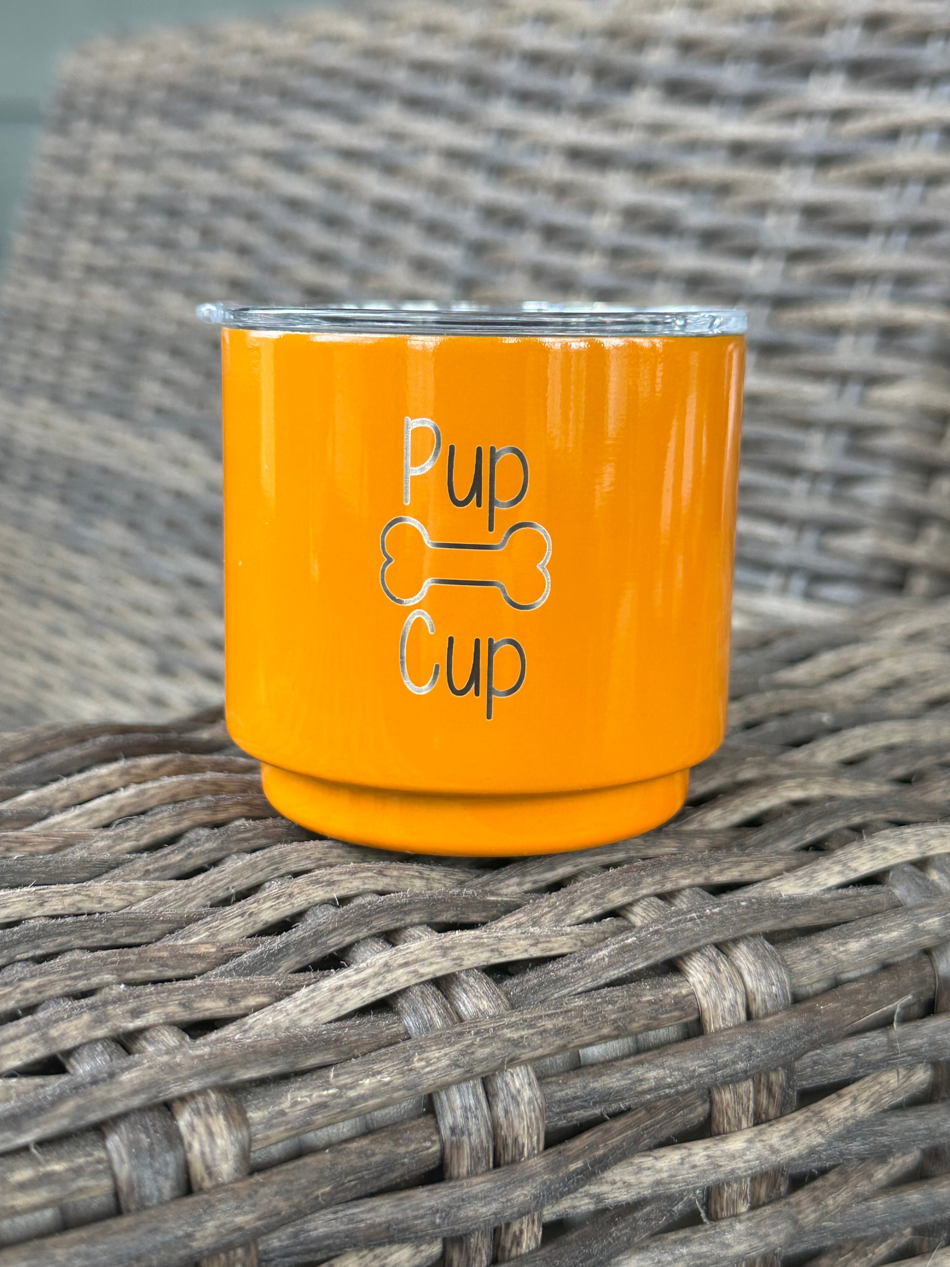 an orange pup cup