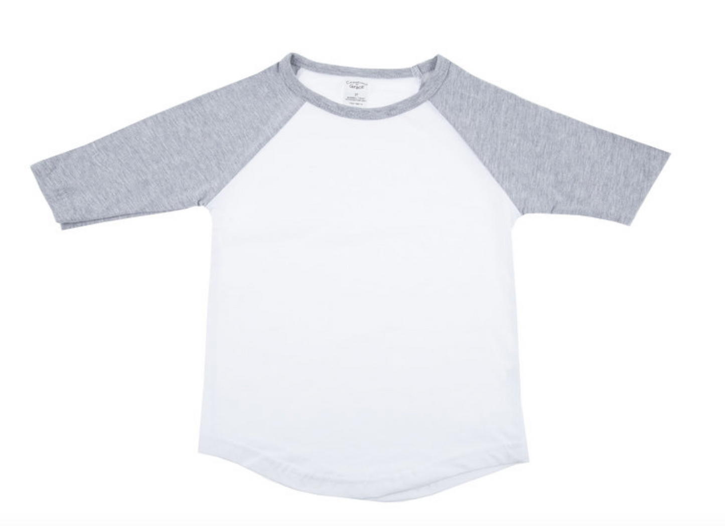 Creations of Grace 3/4 Sleeve Baseball Raglan Shirt - Toddler - White/Heather Grey