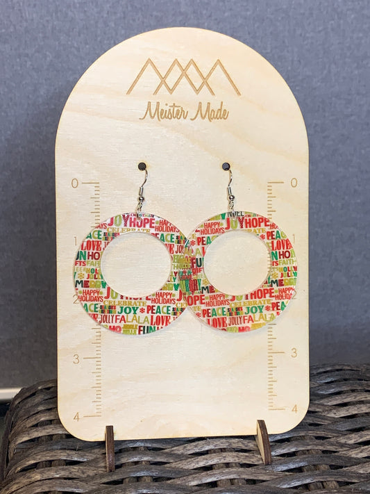 Christmas Holiday words acrylic earrings