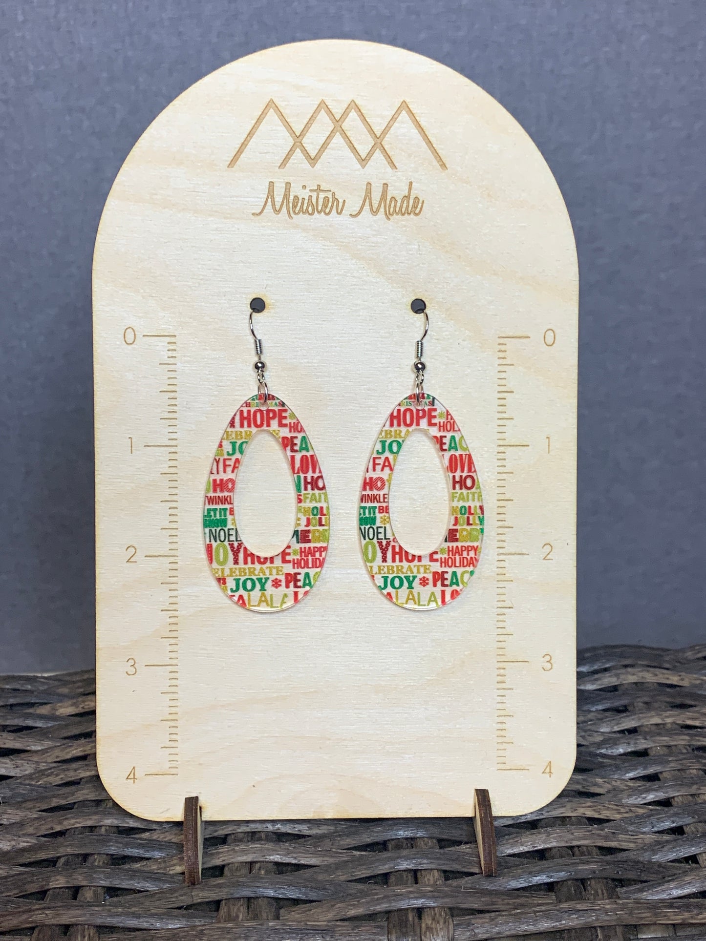Christmas Holiday words acrylic earrings