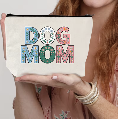 Dog Mom Floral Zipper Pouch