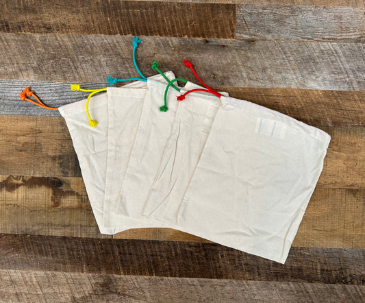 Drawstring Canvas Bag with Random Colorful Drawstrings