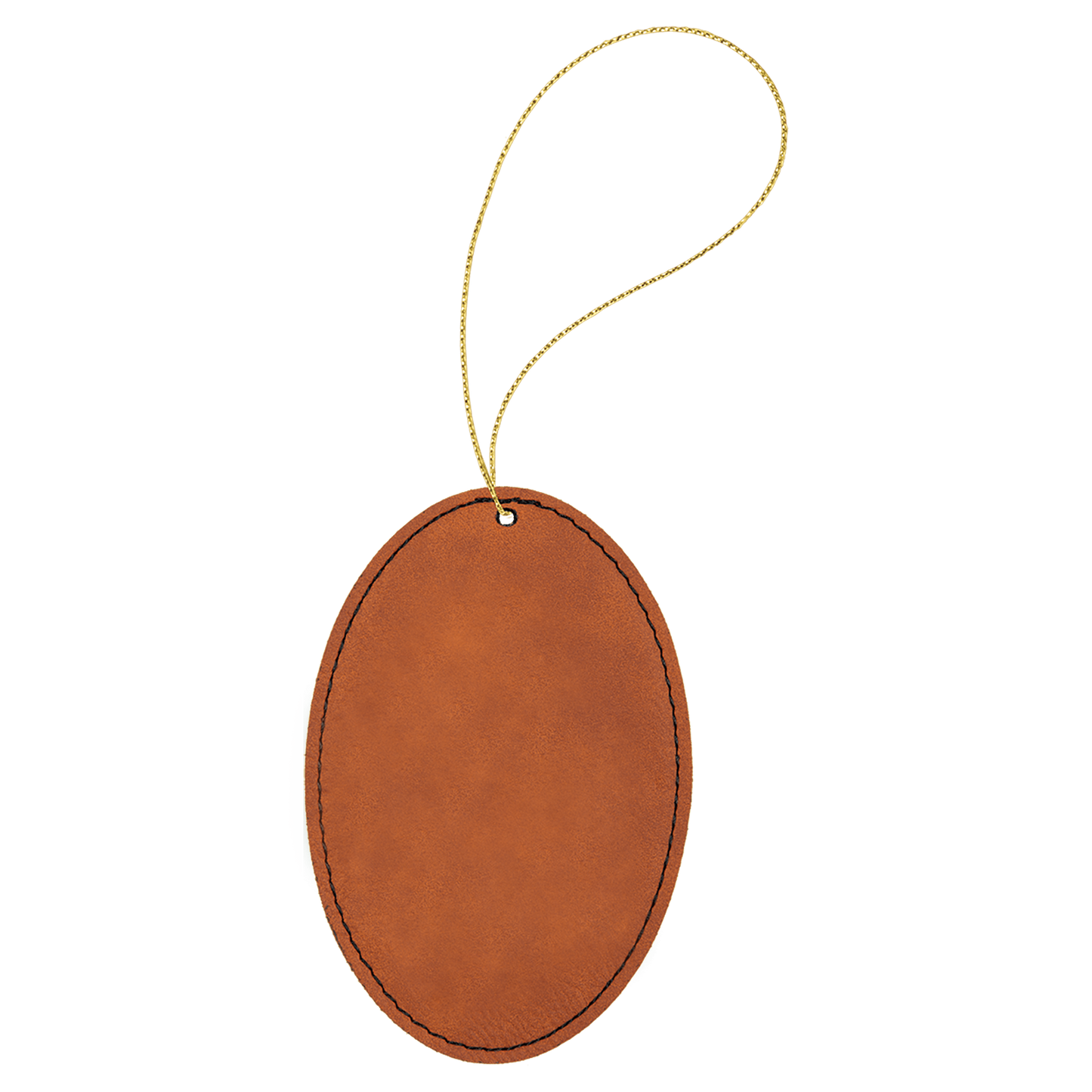 A rawhide brown vegan leather oval ornament 
