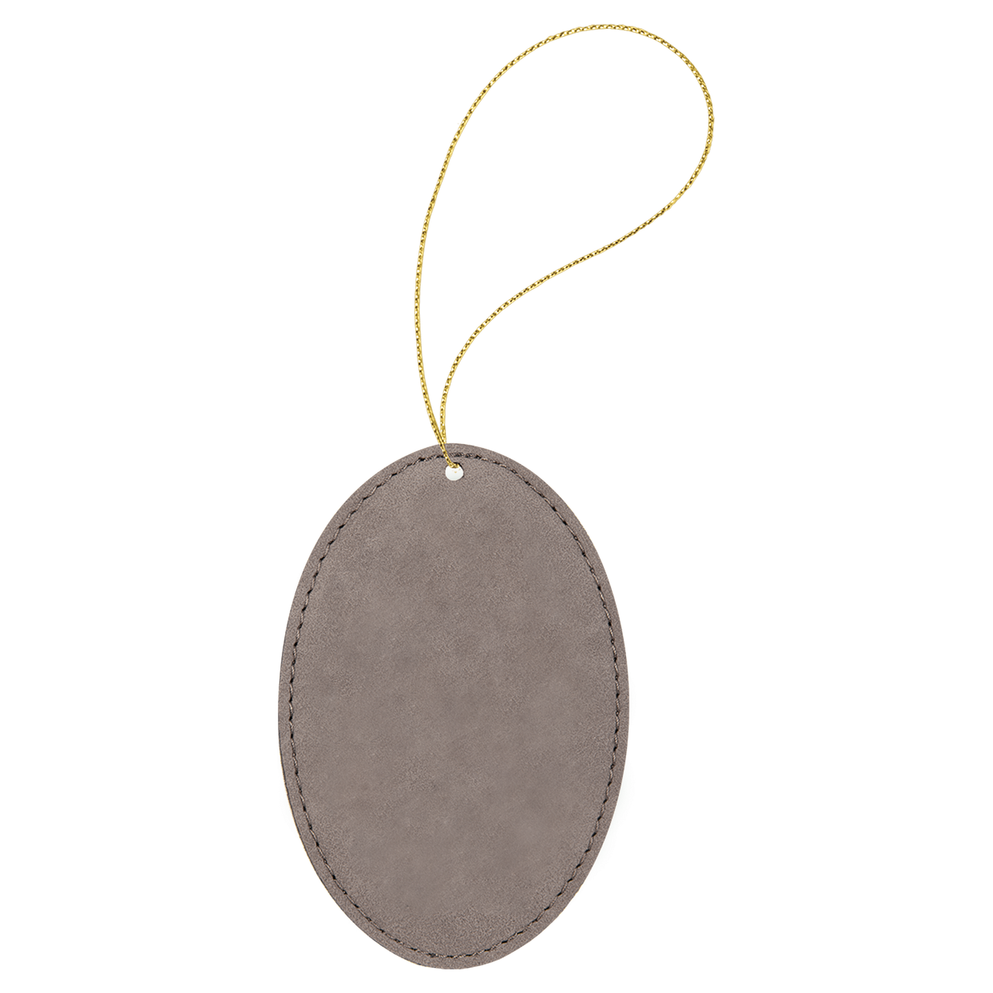 A grey vegan leather oval ornament 