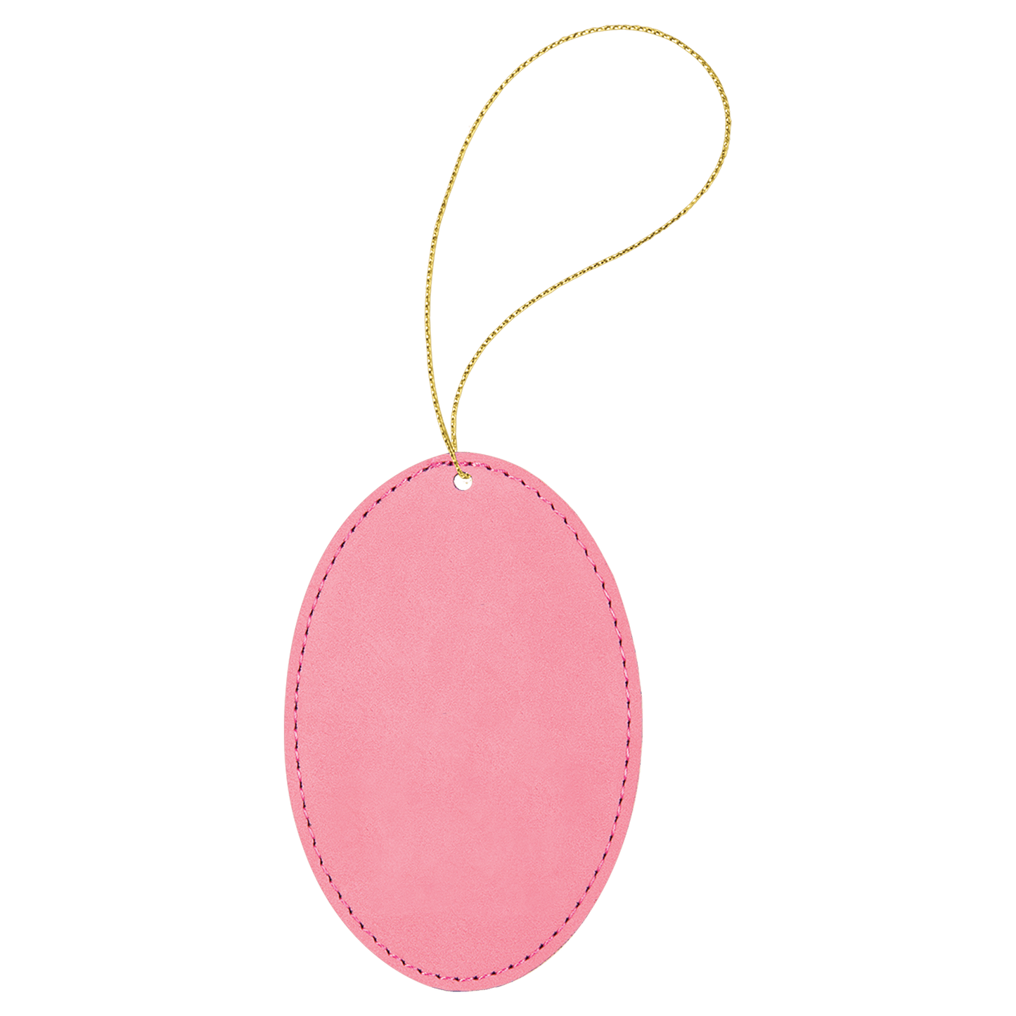 A pink vegan leather oval ornament 