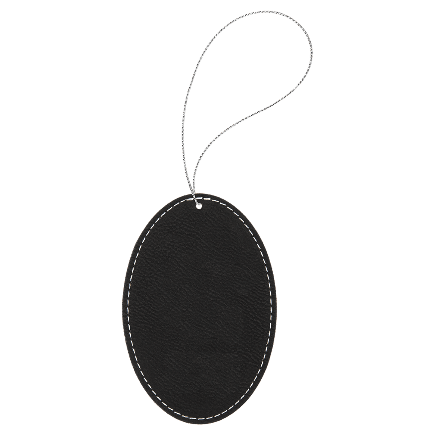 A black vegan leather oval ornament 