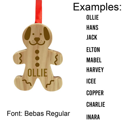 Gingerbread Dog Wood Ornament with Personalization Options