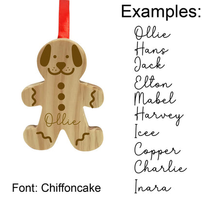 Gingerbread Dog Wood Ornament with Personalization Options