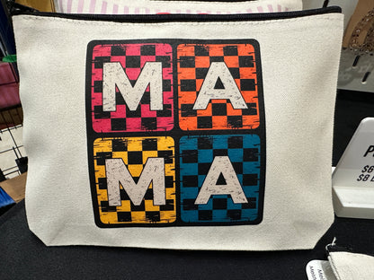 Checkerboard Mama Zipper Pouch