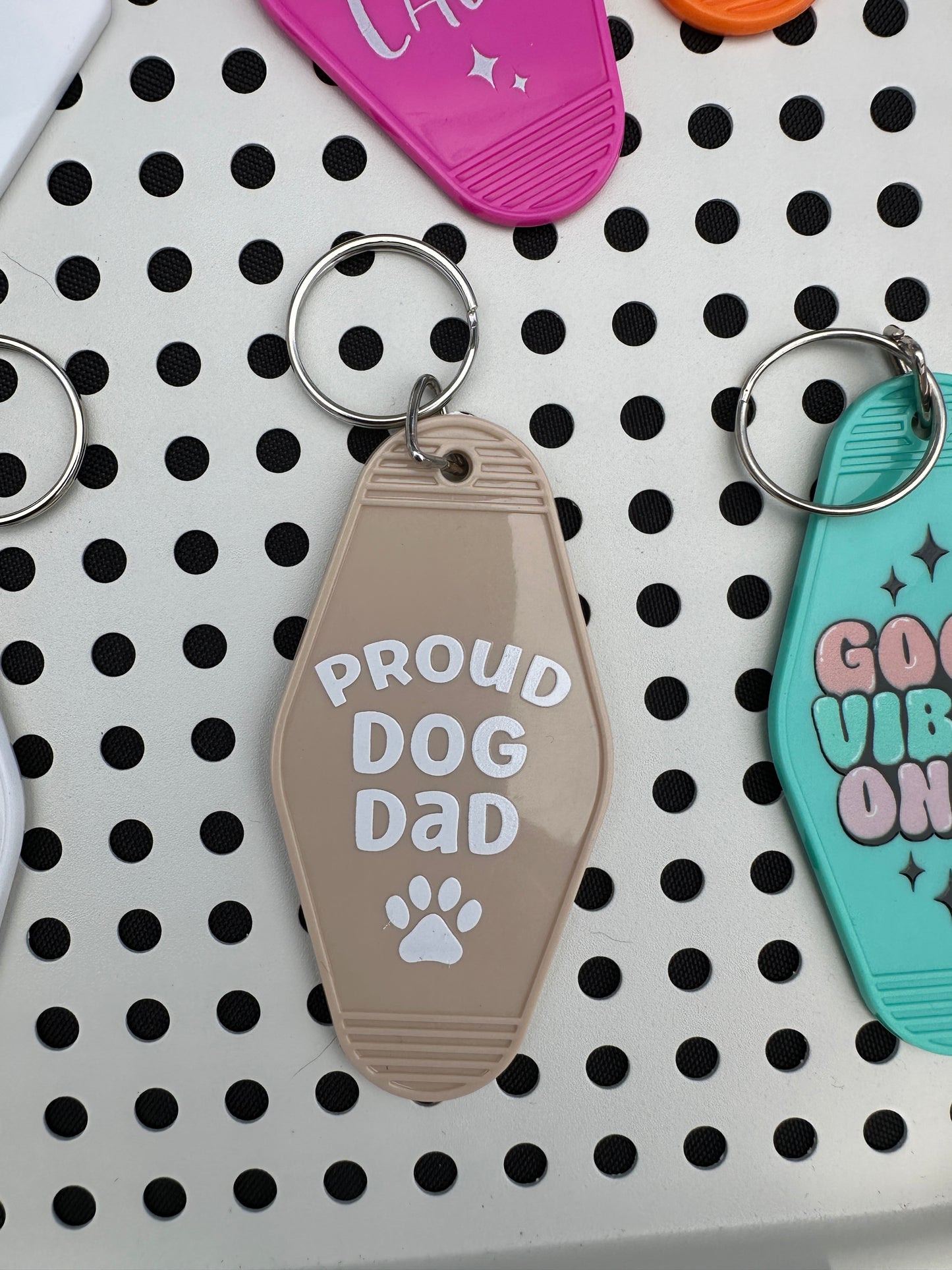 "Proud Dog Dad" Motel Keychain