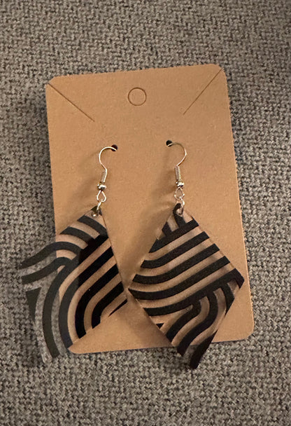 Black Swirly Acrylic Earrings