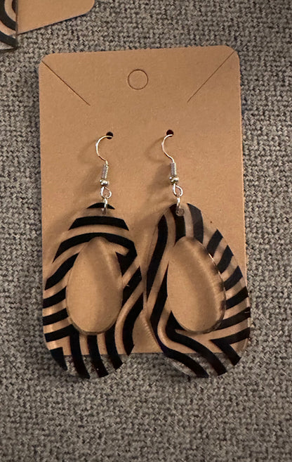 Black Swirly Acrylic Earrings