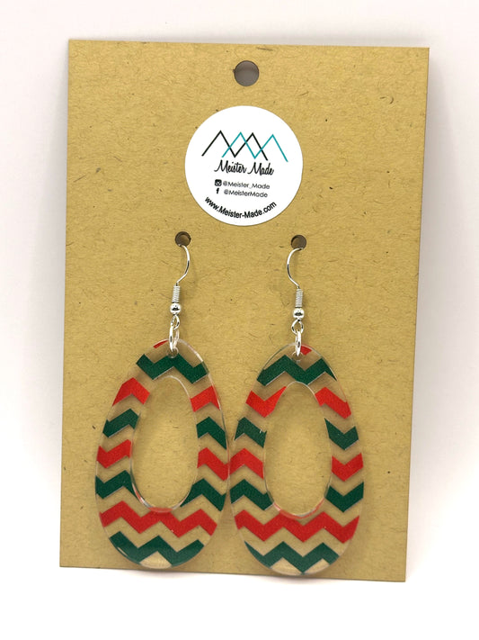 Red & Green Zig zag acrylic earrings