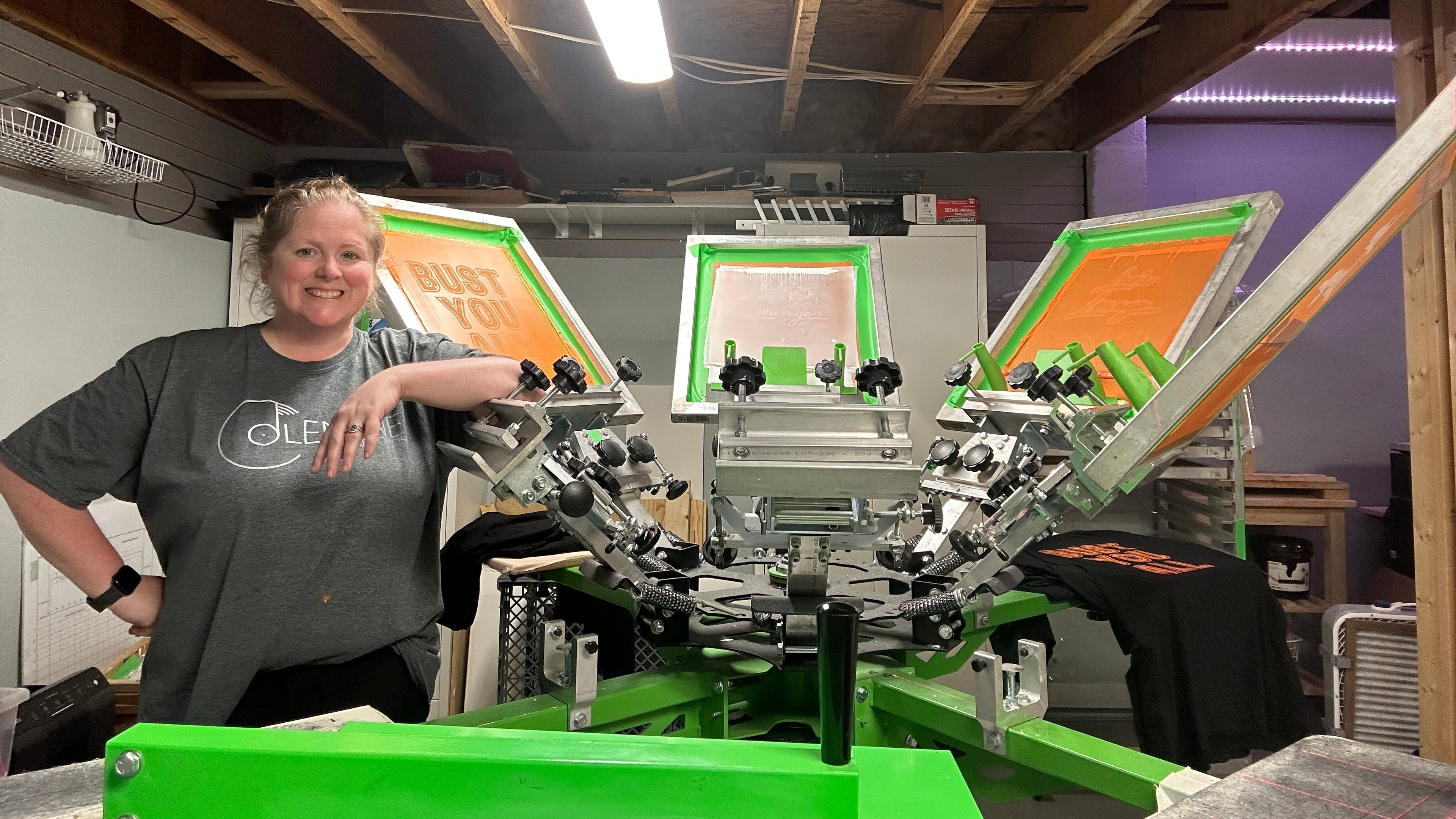 Kerrie in the studio with the press