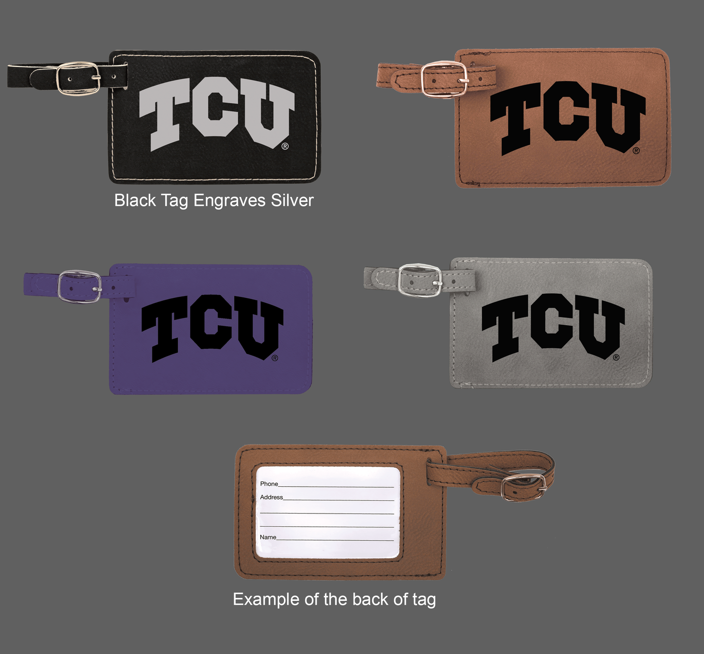 TCU Logo Luggage Tag - Officially Licensed Product