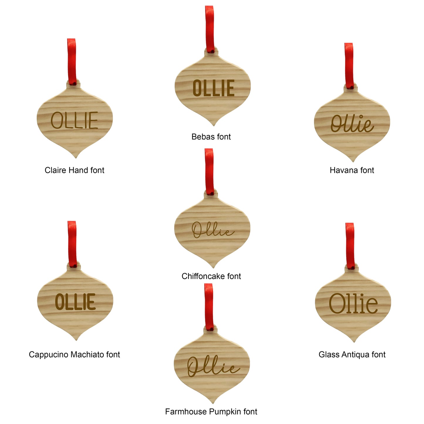 Wood Ornament (Pick a Shape) with Personalized Name