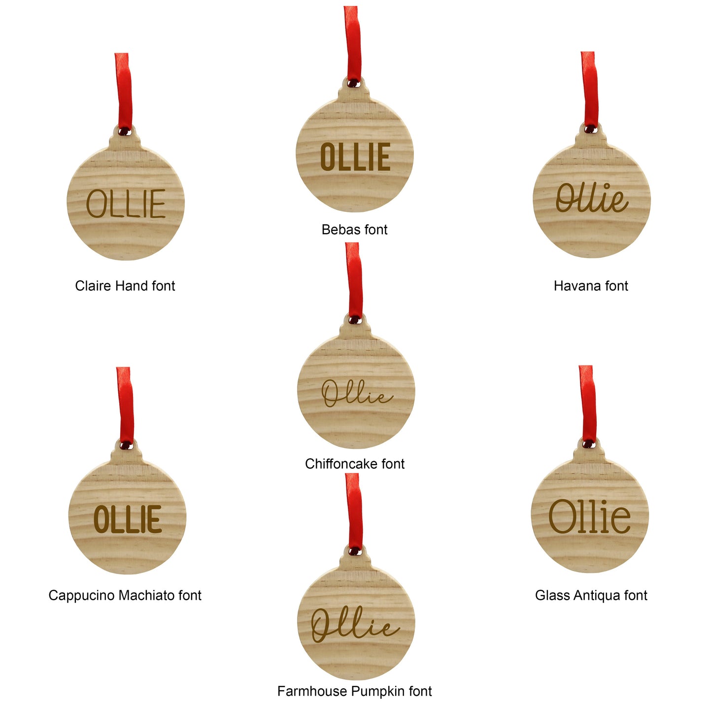 Wood Ornament (Pick a Shape) with Personalized Name