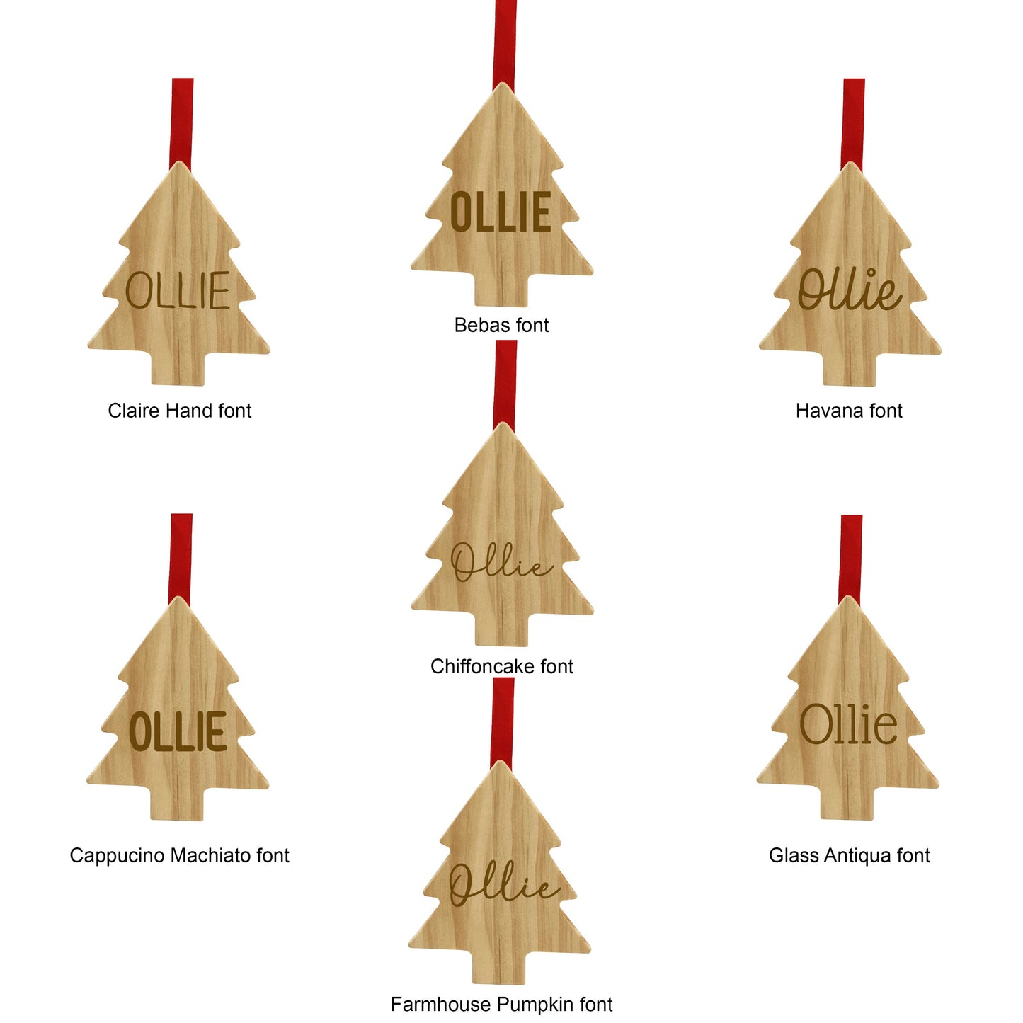 Wood Ornament (Pick a Shape) with Personalized Name