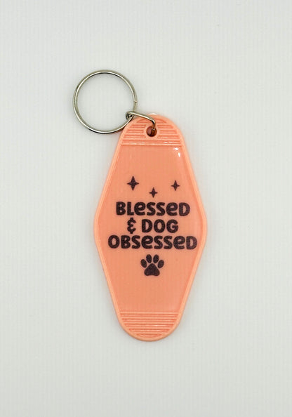 "Blessed & Dog Obsessed" Motel Keychain