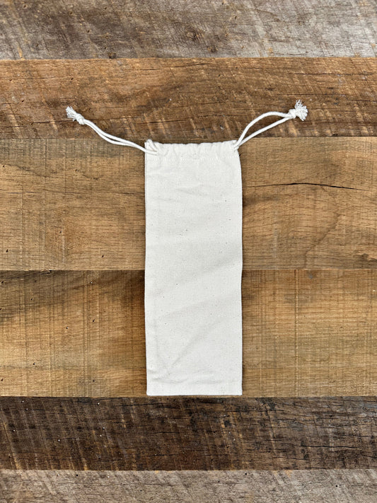 Long skinny drawstring canvas bag