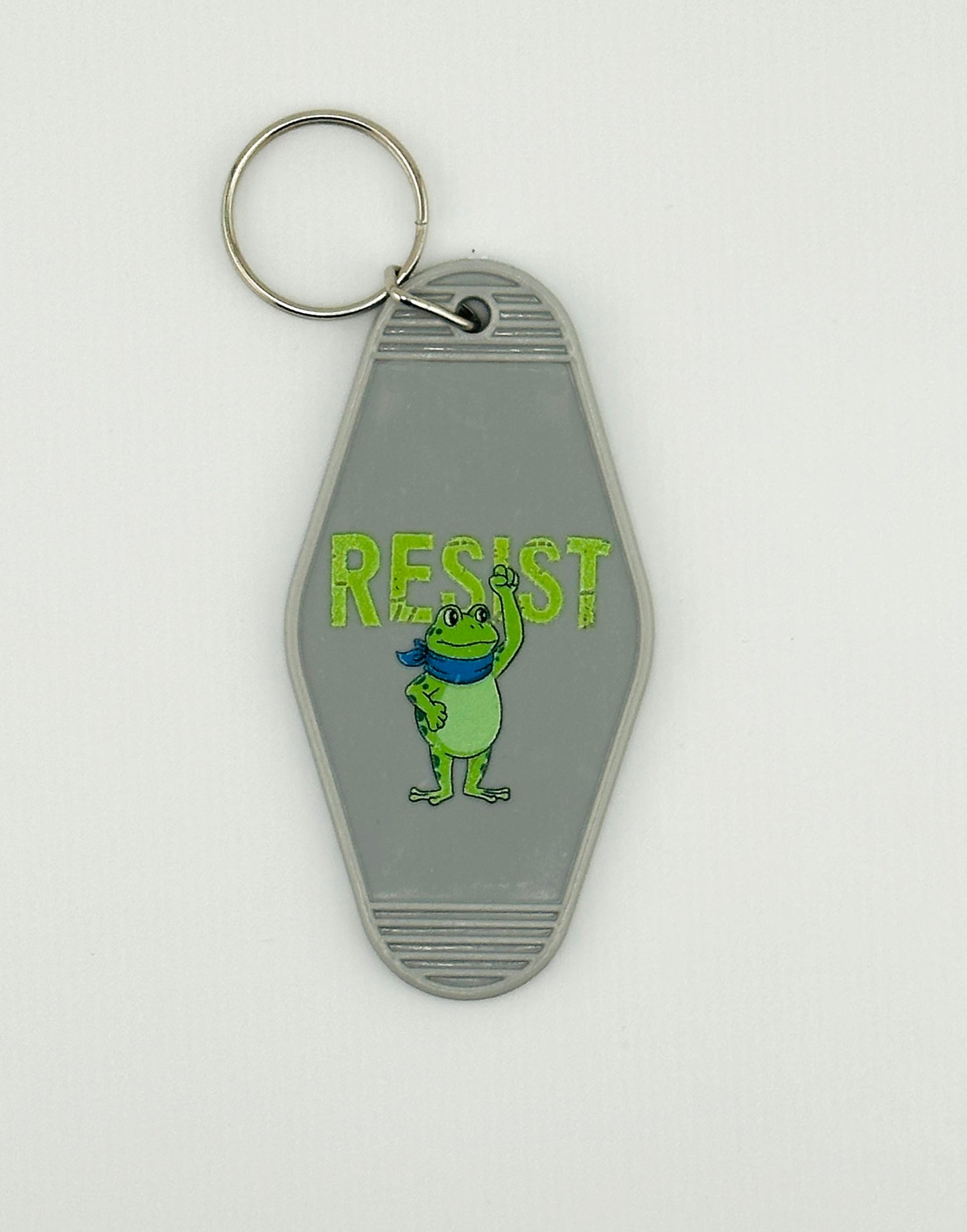 "Resist Frog" Motel Keychain