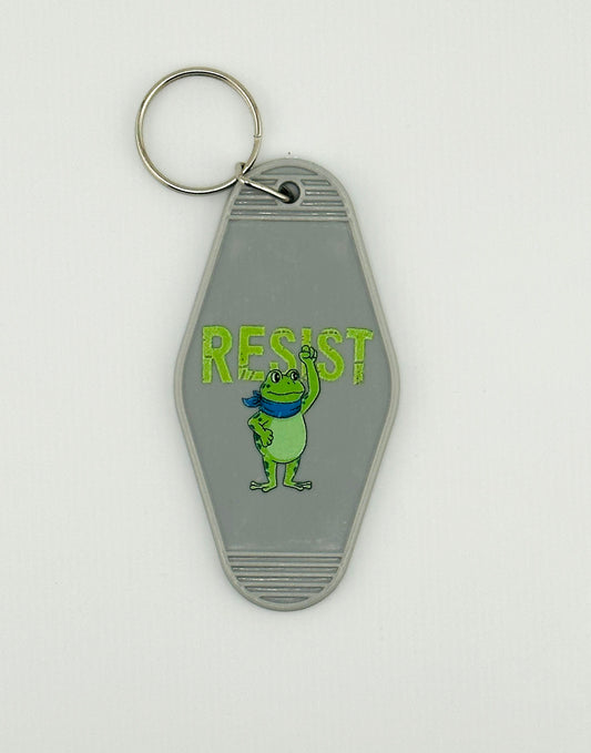 "Resist Frog" Motel Keychain
