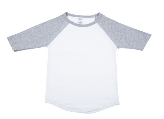 Creations of Grace 3/4 Sleeve Baseball Raglan Shirt - Toddler - White/Heather Grey